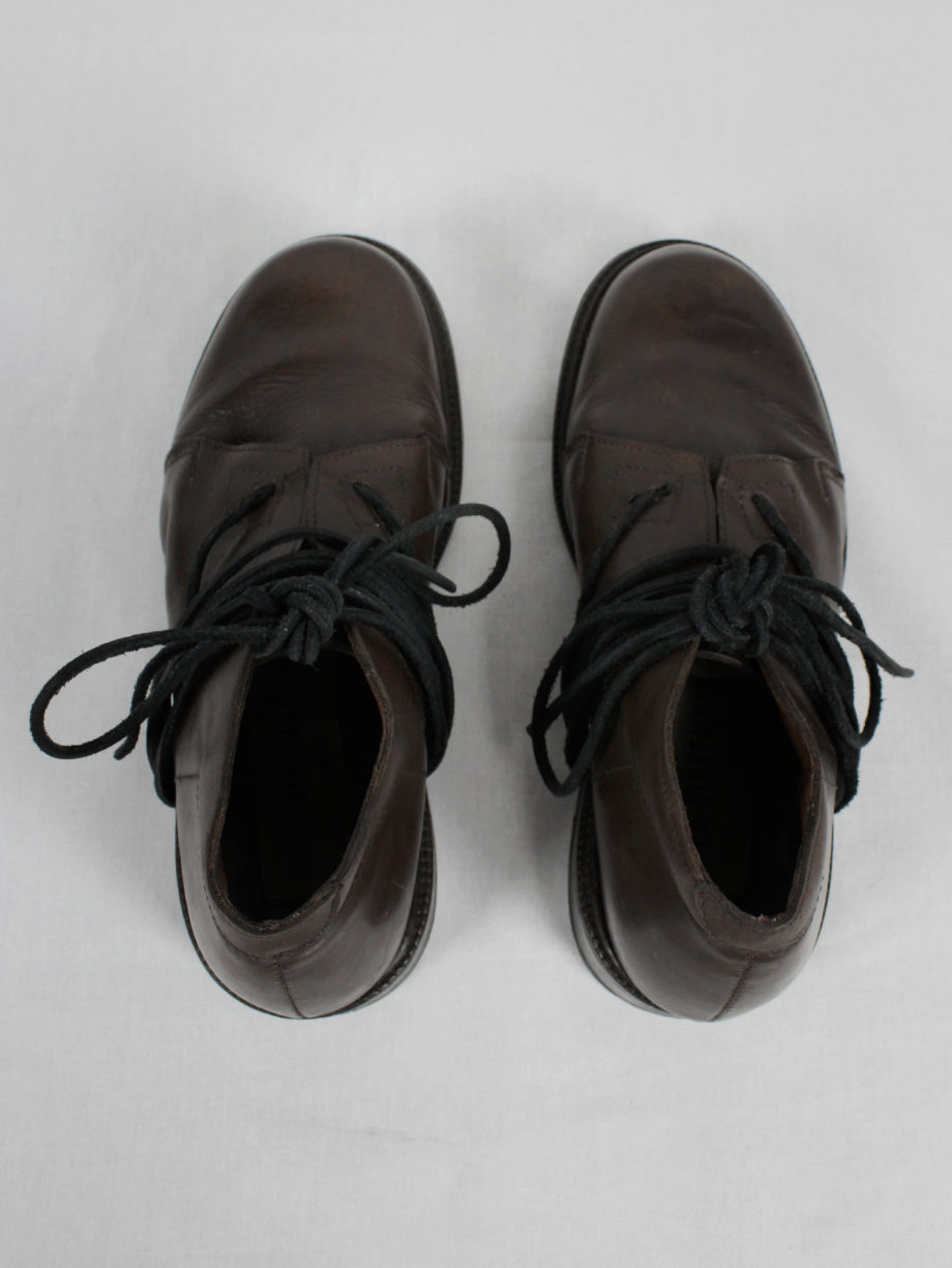 Dirk Bikkembergs brown derby shoes with laces through the soles fall 1994 (8)