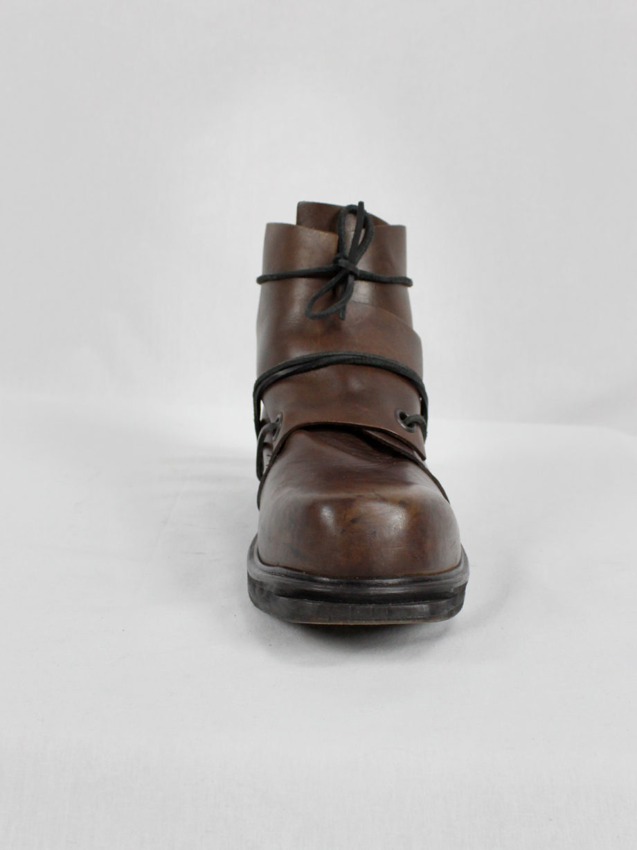 Dirk Bikkembergs brown mountaineering boots with laces through the soles 90s 1990s (14)
