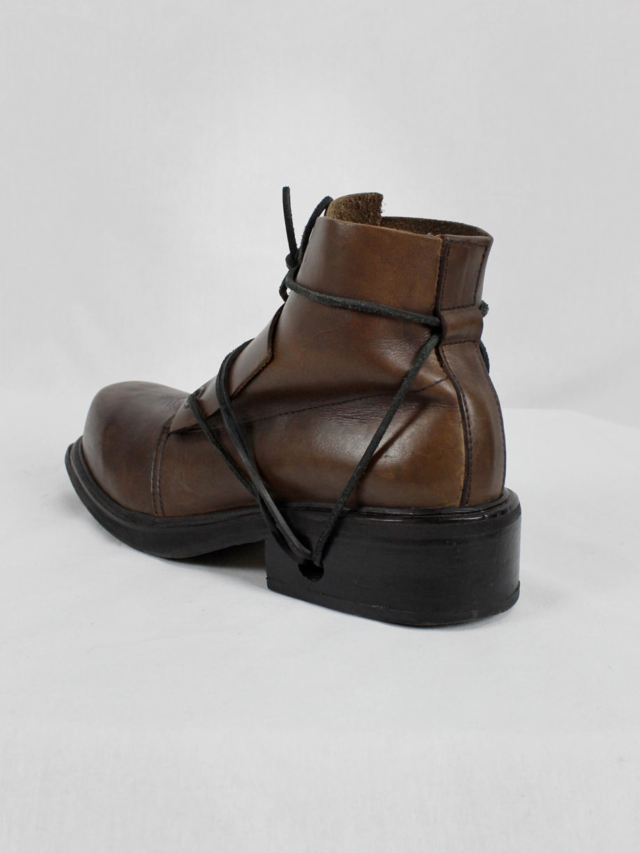 Dirk Bikkembergs brown mountaineering boots with laces through the soles 90s 1990s (19)