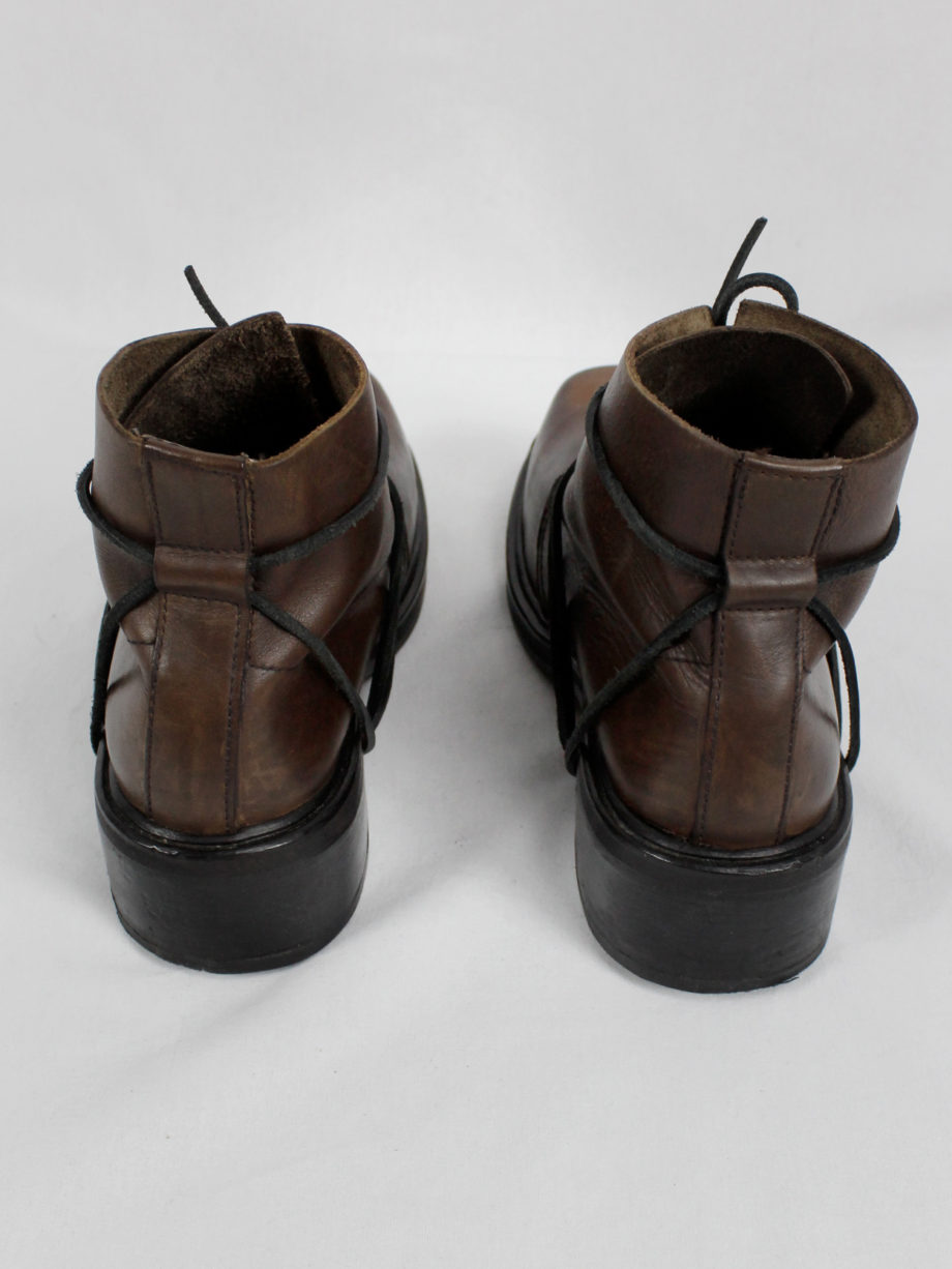 Dirk Bikkembergs brown mountaineering boots with laces through the soles 90s 1990s (6)