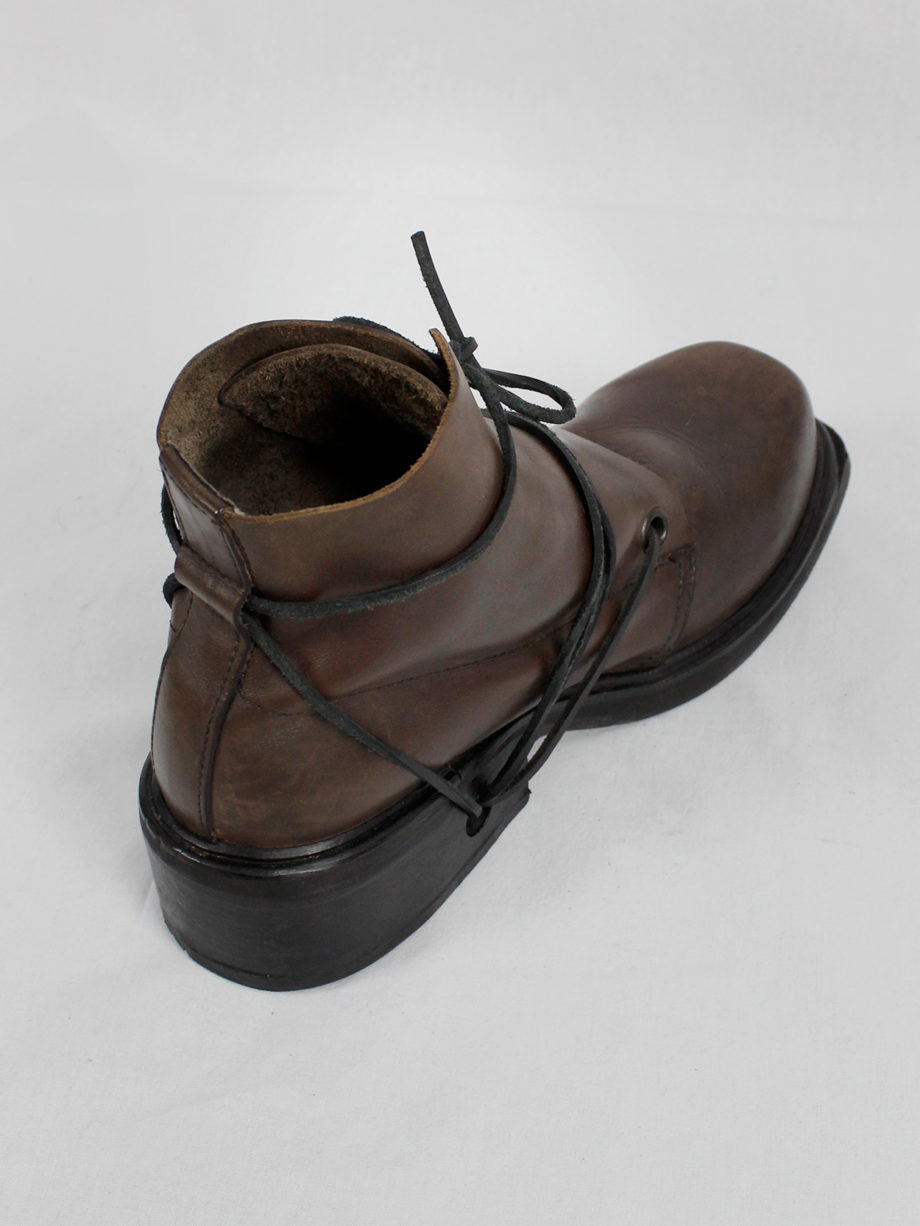 Dirk Bikkembergs brown mountaineering boots with laces through the soles 90s 1990s (8)