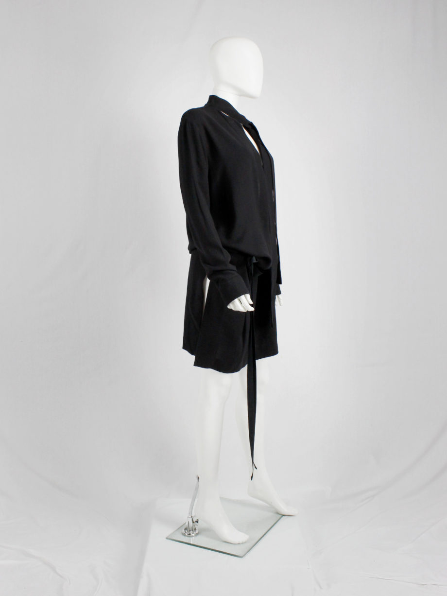Haider Ackermann black dress with minimal neckline and bowtie fall 2015 (10)