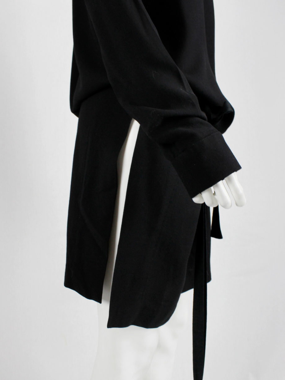 Haider Ackermann black dress with minimal neckline and bowtie fall 2015 (11)