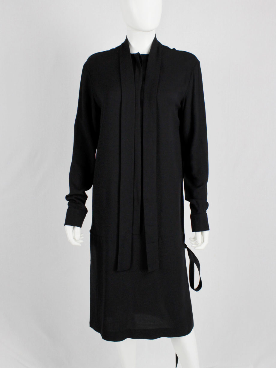Haider Ackermann black dress with minimal neckline and bowtie fall 2015 (2)