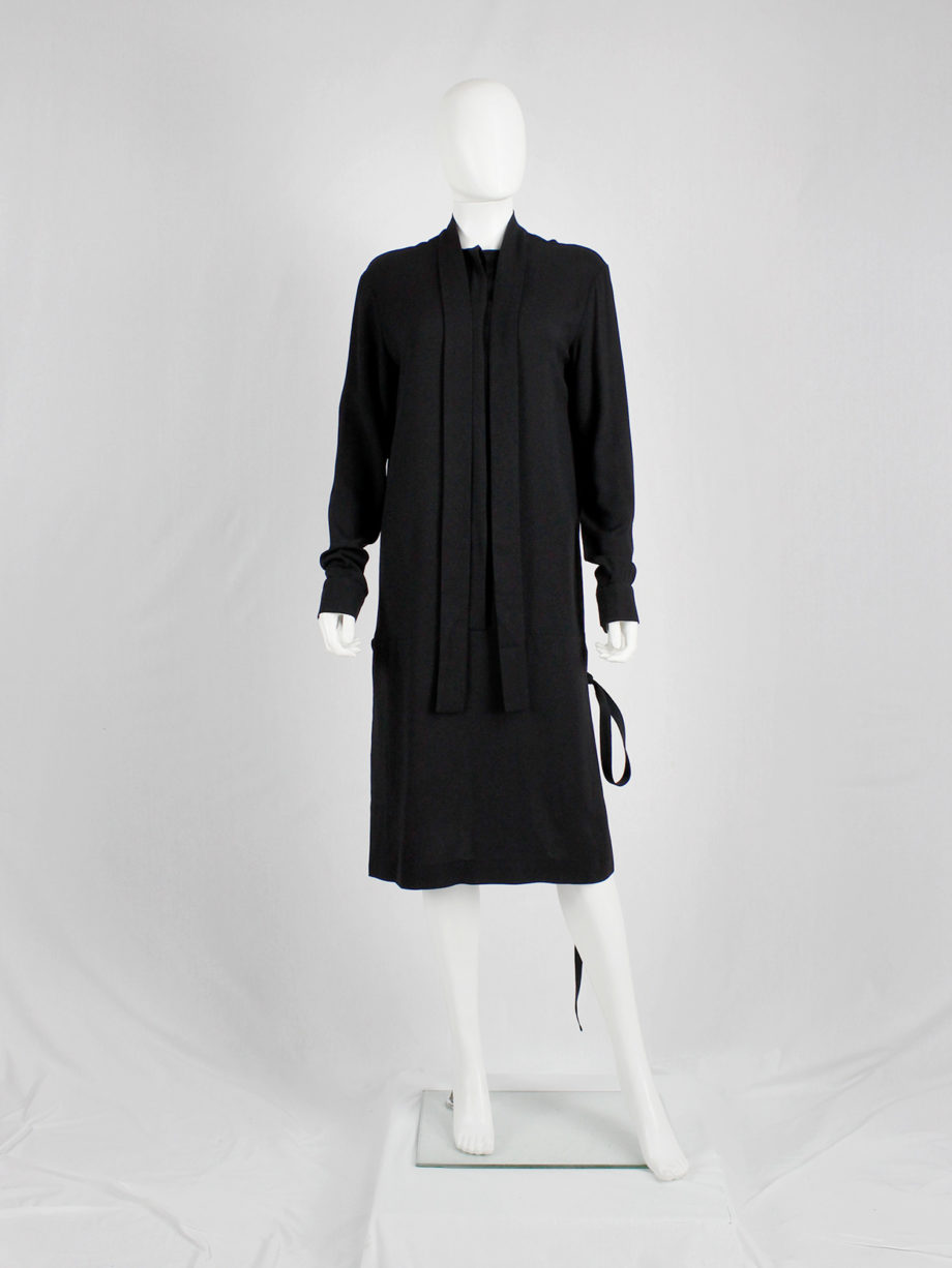 Haider Ackermann black dress with minimal neckline and bowtie fall 2015 (4)
