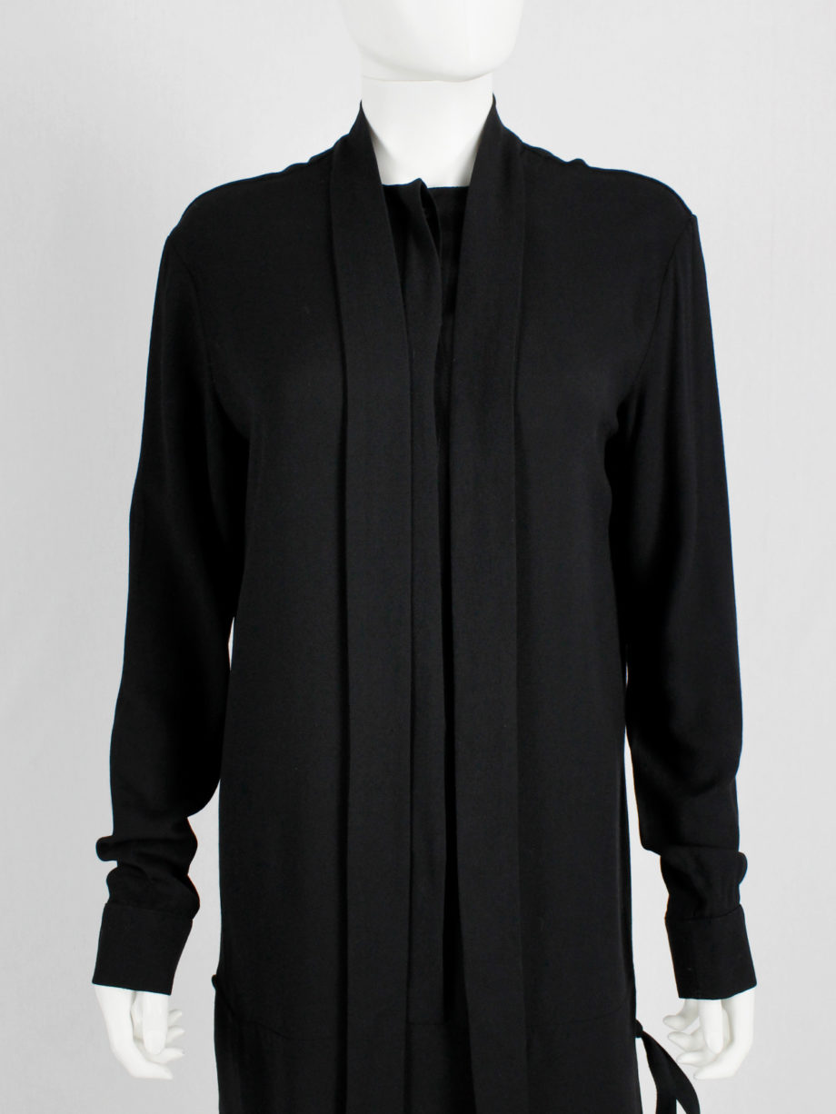 Haider Ackermann black dress with minimal neckline and bowtie fall 2015 (5)