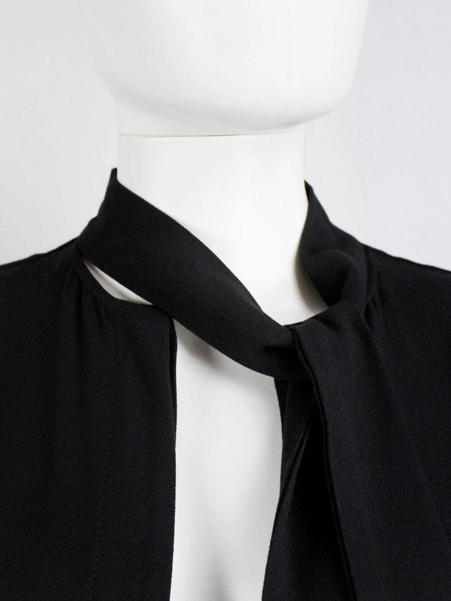 Haider Ackermann black dress with minimal neckline and bowtie fall 2015 (7)