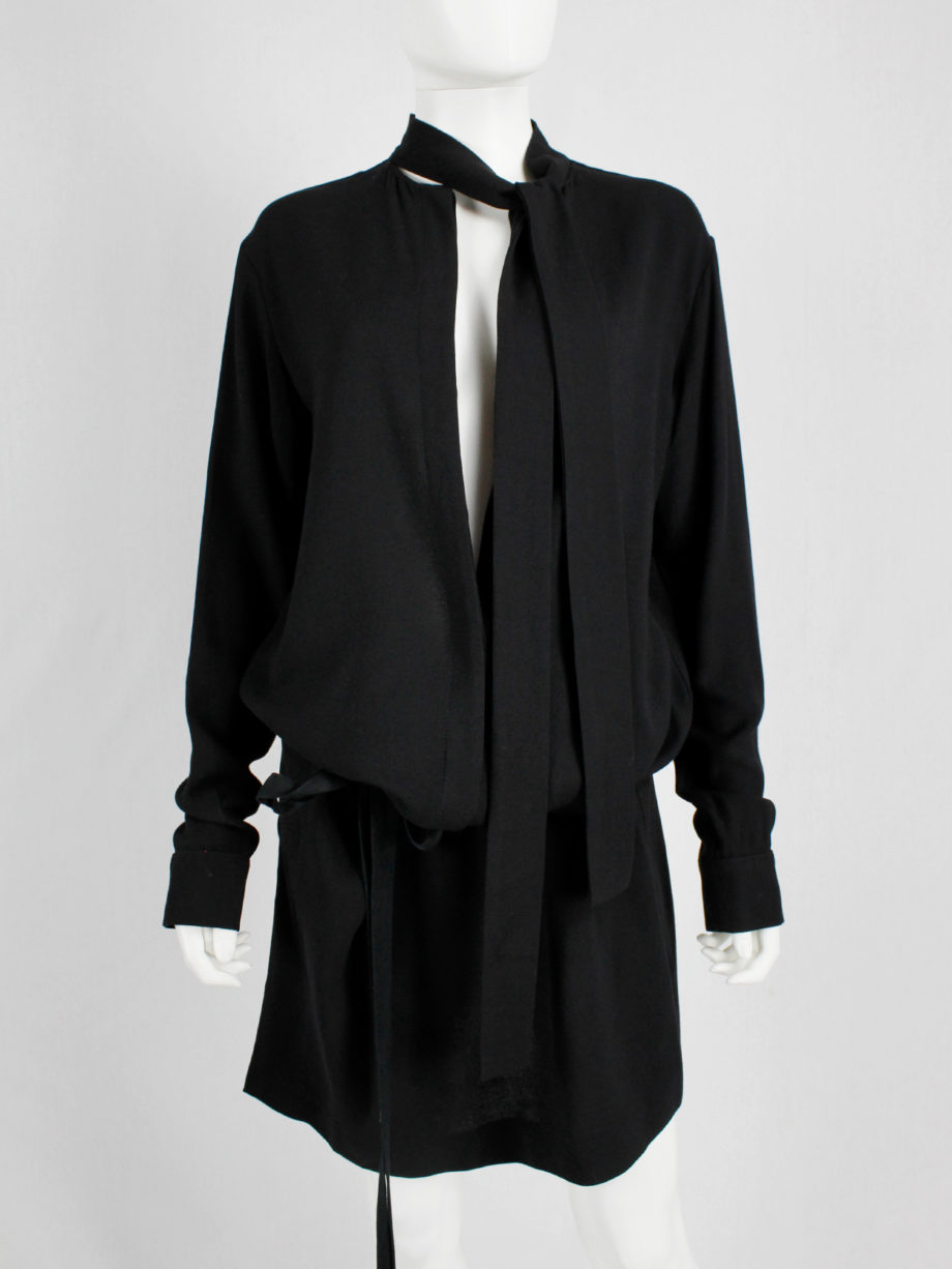 Haider Ackermann black dress with minimal neckline and bowtie fall 2015 (8)