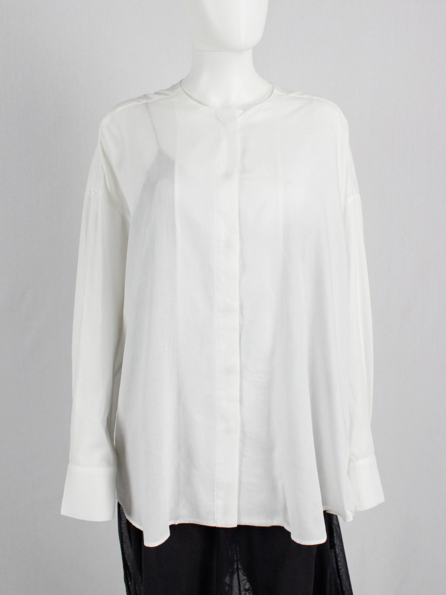 Haider Ackermann white collarless minimalist shirt in an oversized unisex fit (1)