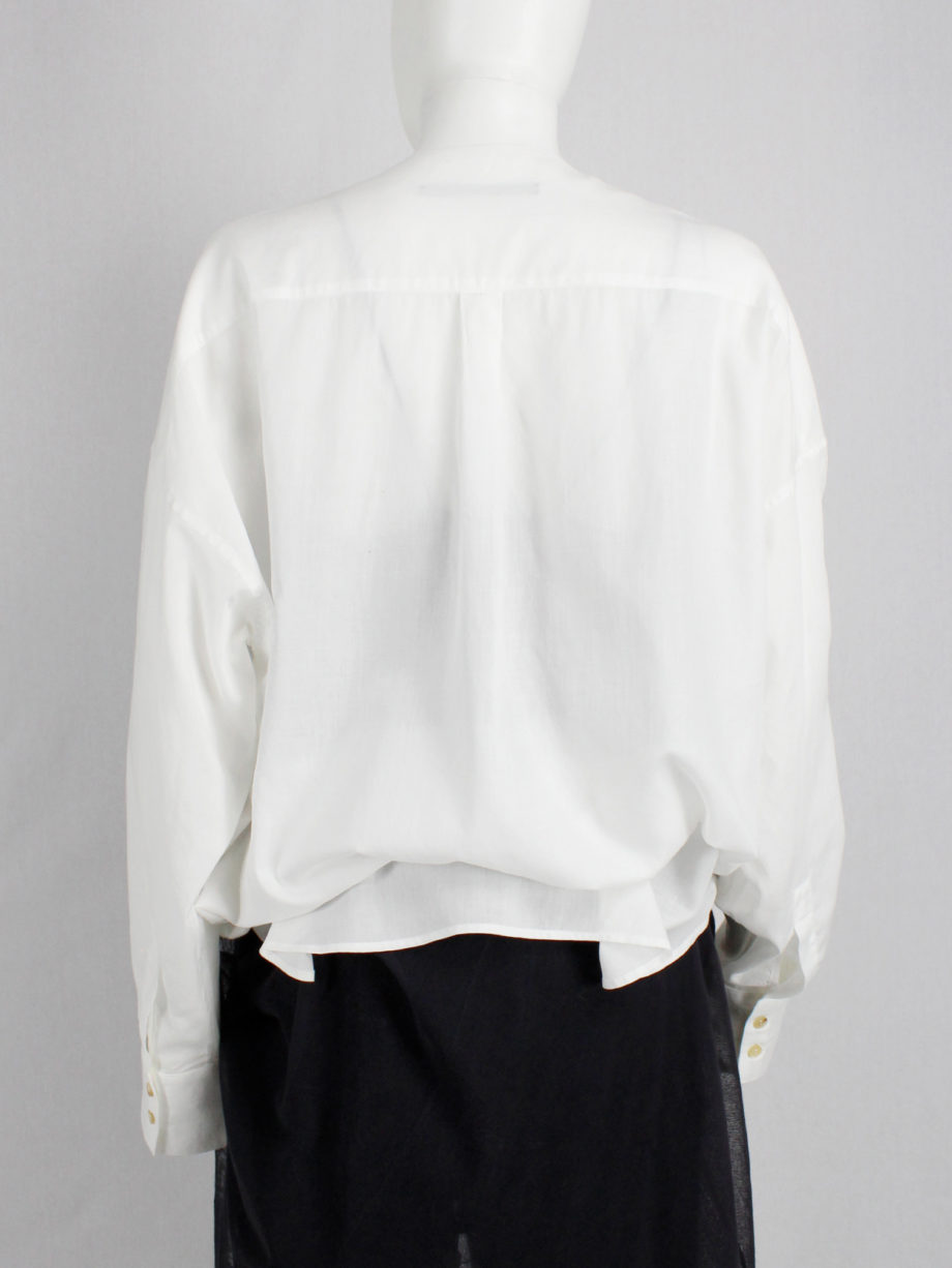 Haider Ackermann white collarless minimalist shirt in an oversized unisex fit (11)