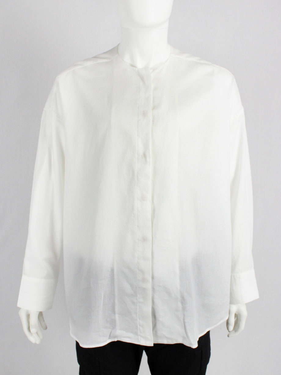 Haider Ackermann white collarless minimalist shirt in an oversized unisex fit (20)