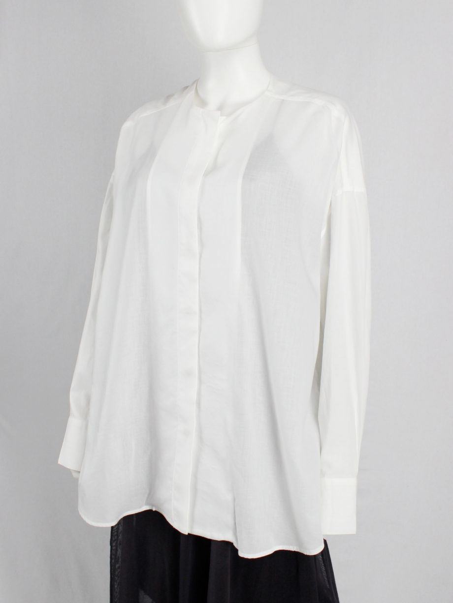Haider Ackermann white collarless minimalist shirt in an oversized unisex fit (3)