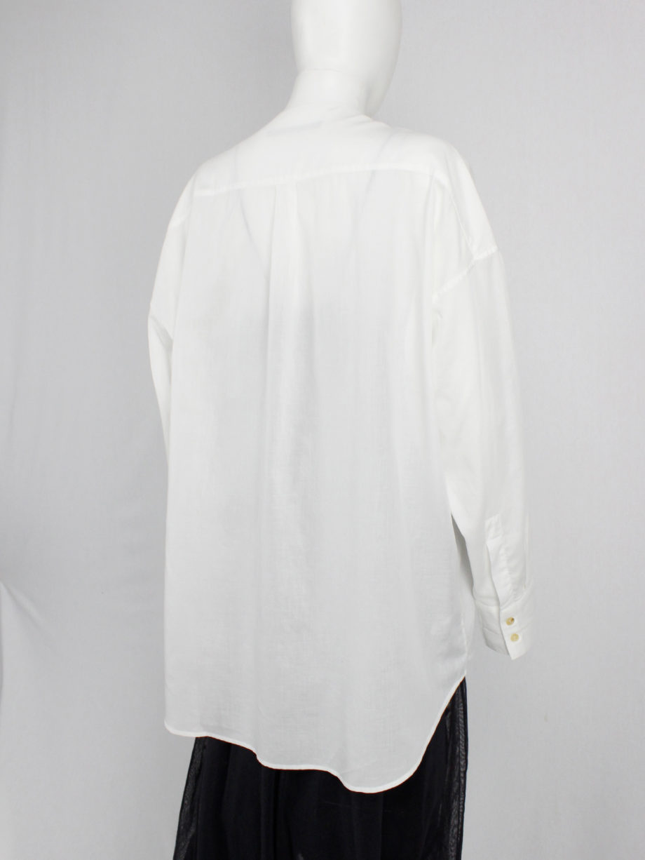 Haider Ackermann white collarless minimalist shirt in an oversized unisex fit (5)