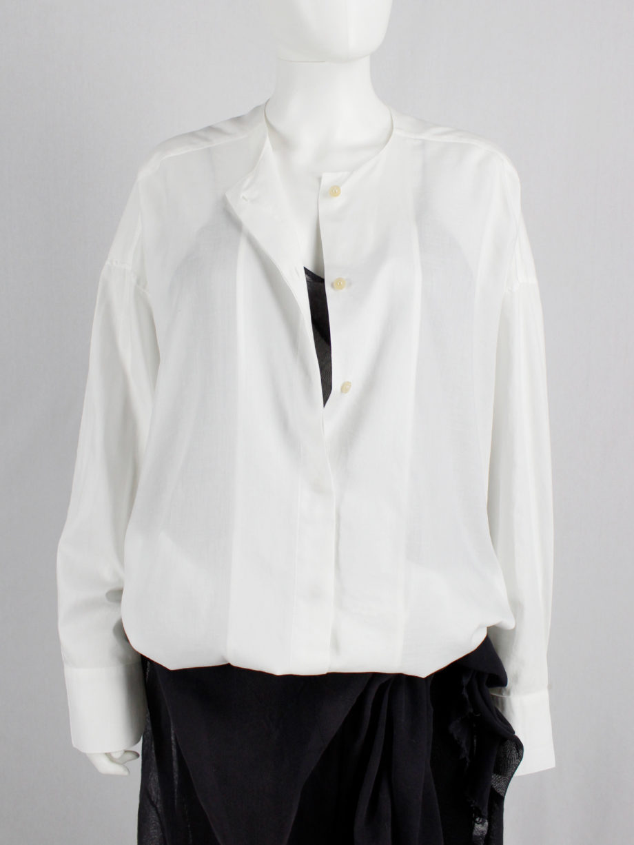 Haider Ackermann white collarless minimalist shirt in an oversized unisex fit (7)