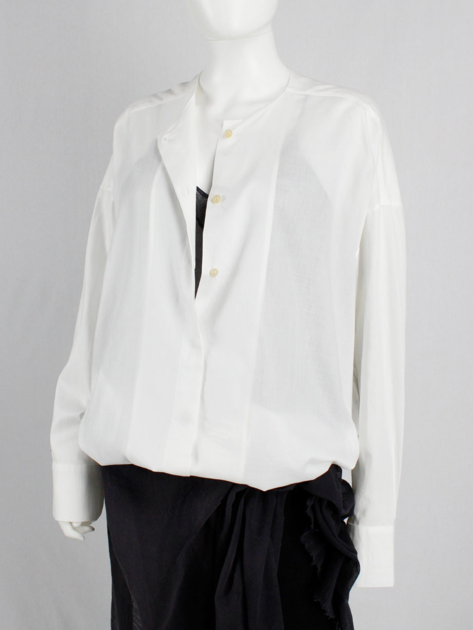 Haider Ackermann white collarless minimalist shirt in an oversized unisex fit (8)