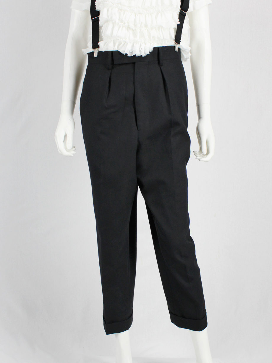 Junya Watanabe black pleated harem trousers with suspenders fall 2012 (8)