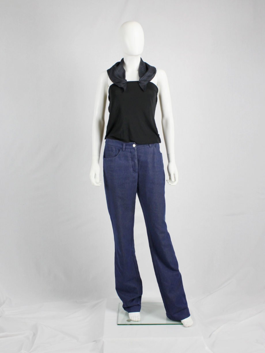Maison Martin Margiela black backless top with blue scarf collar spring 2007 (1)