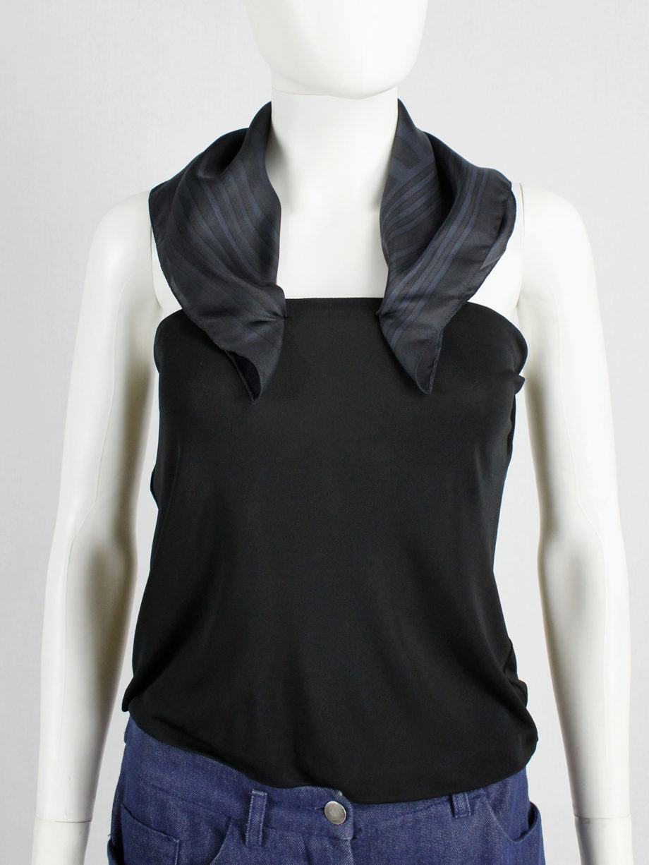 Maison Martin Margiela black backless top with blue scarf collar spring 2007 (2)
