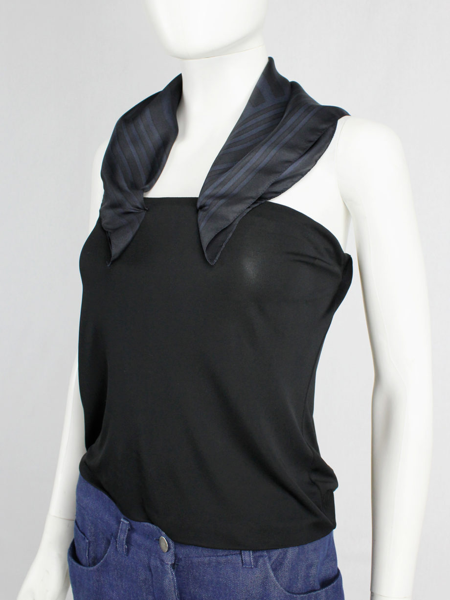 Maison Martin Margiela black backless top with blue scarf collar spring 2007 (4)