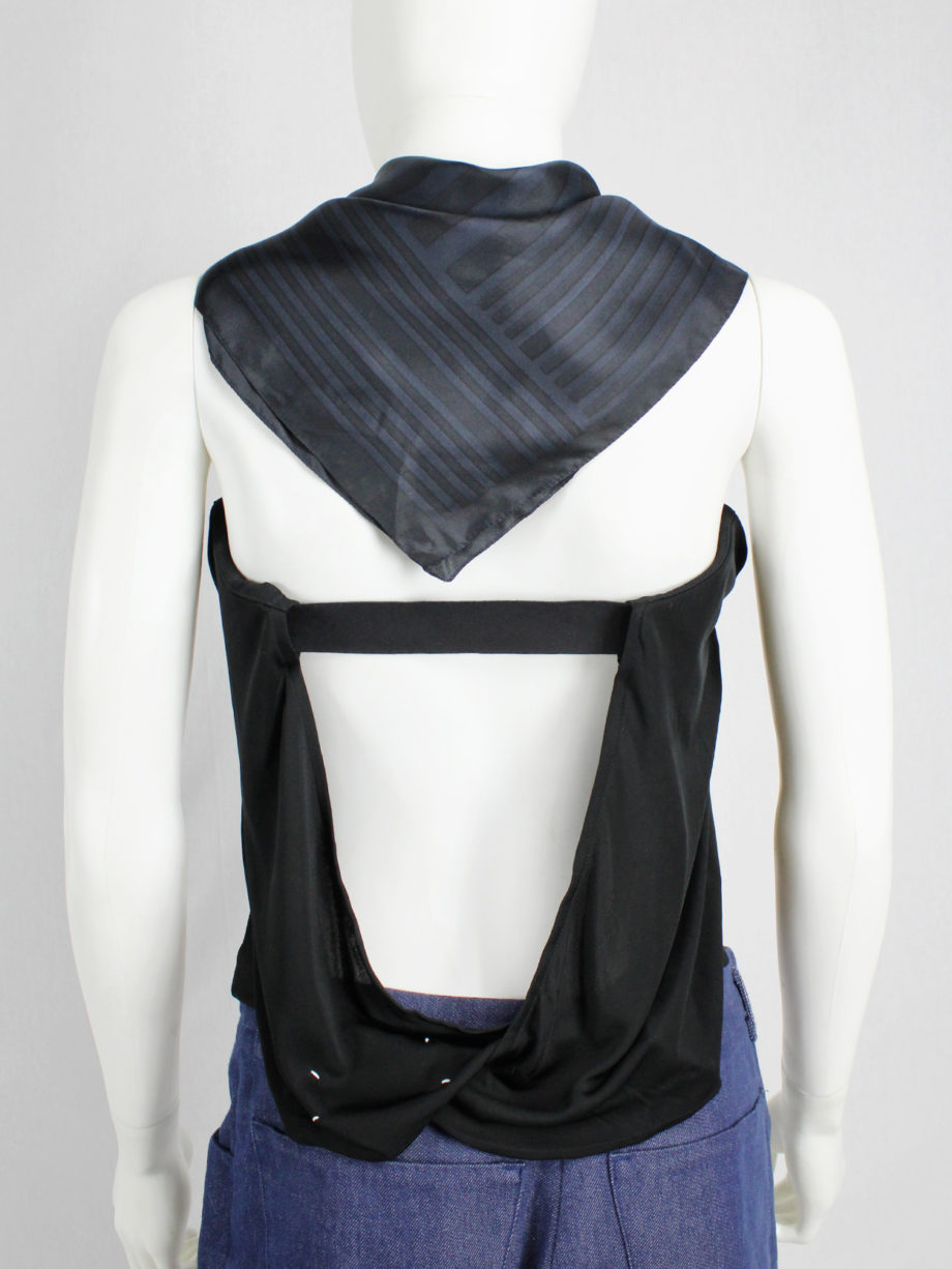 Maison Martin Margiela black backless top with blue scarf collar spring 2007 (6)
