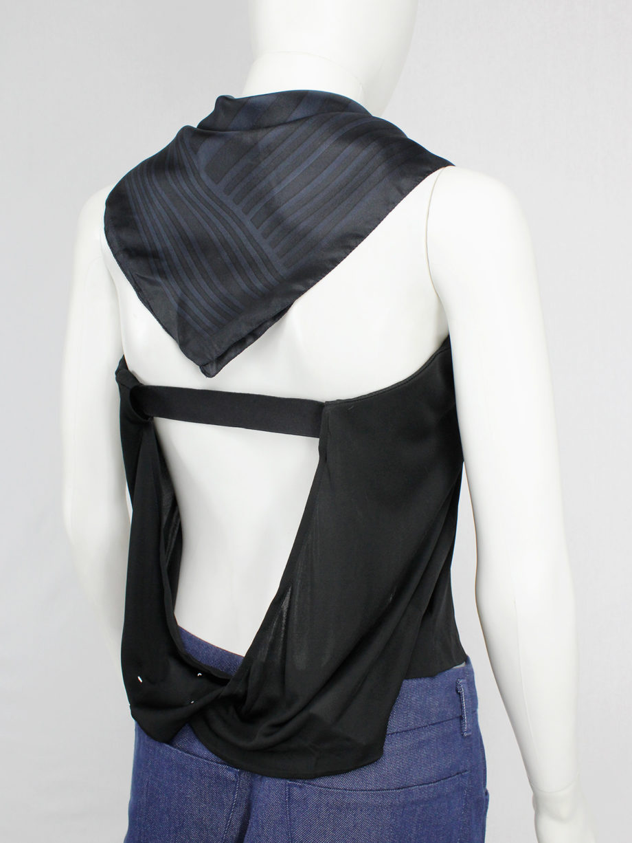 Maison Martin Margiela black backless top with blue scarf collar spring 2007 (9)