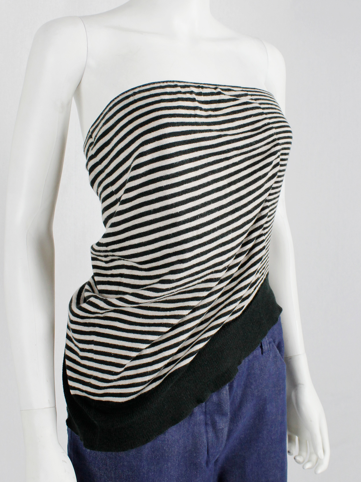 Maison Martin Margiela striped tube top stretched out on one side ...