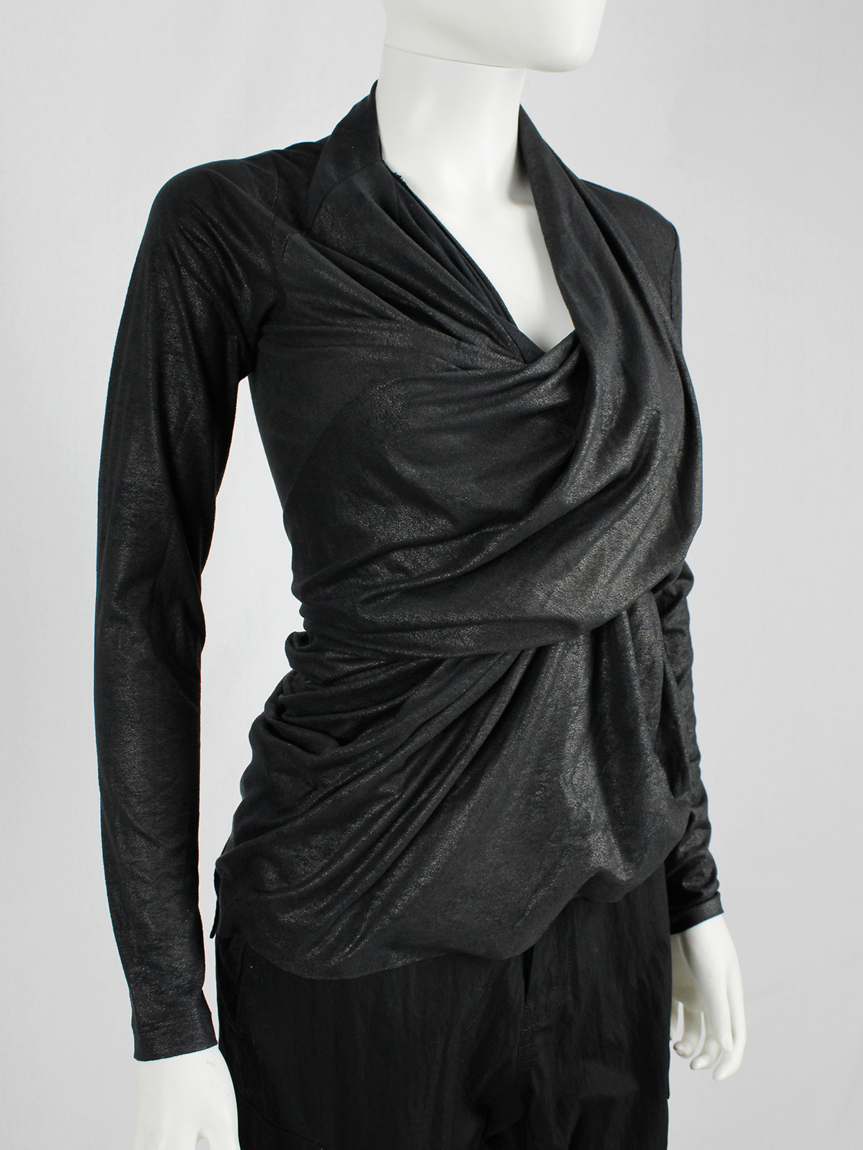 af Vandevorst black diagonal jumper with heavily gathered draping fall 2010 (12)