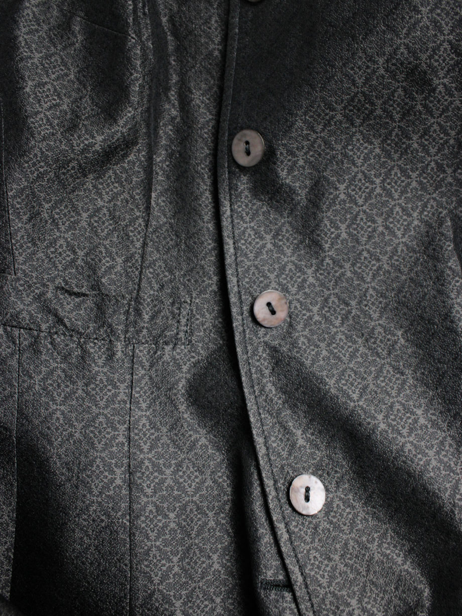 Dries Van Noten long brocade waistcoat in silver and black — 1980's - V ...