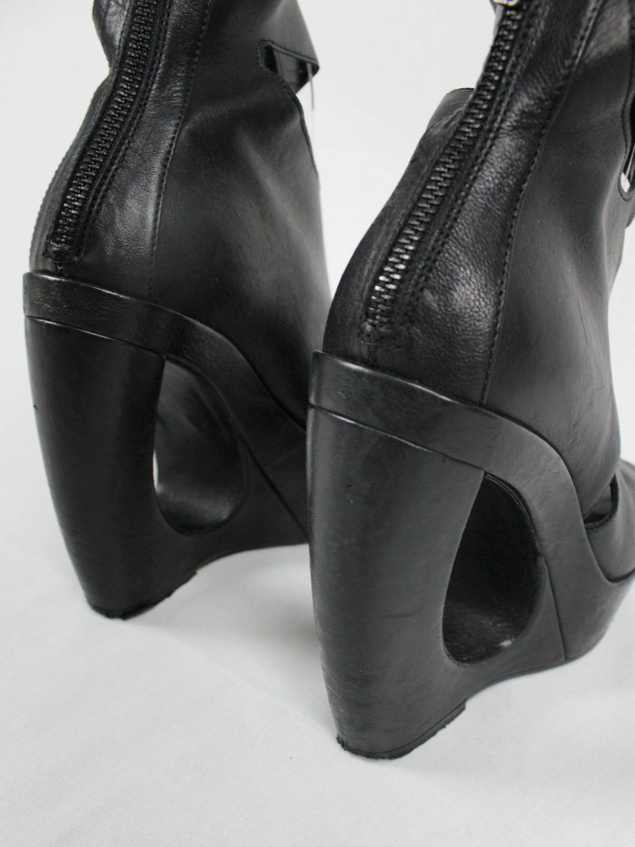 vaniitas Ann Demeulemeester black boots with cut-out curved heel fall 2013 (12)
