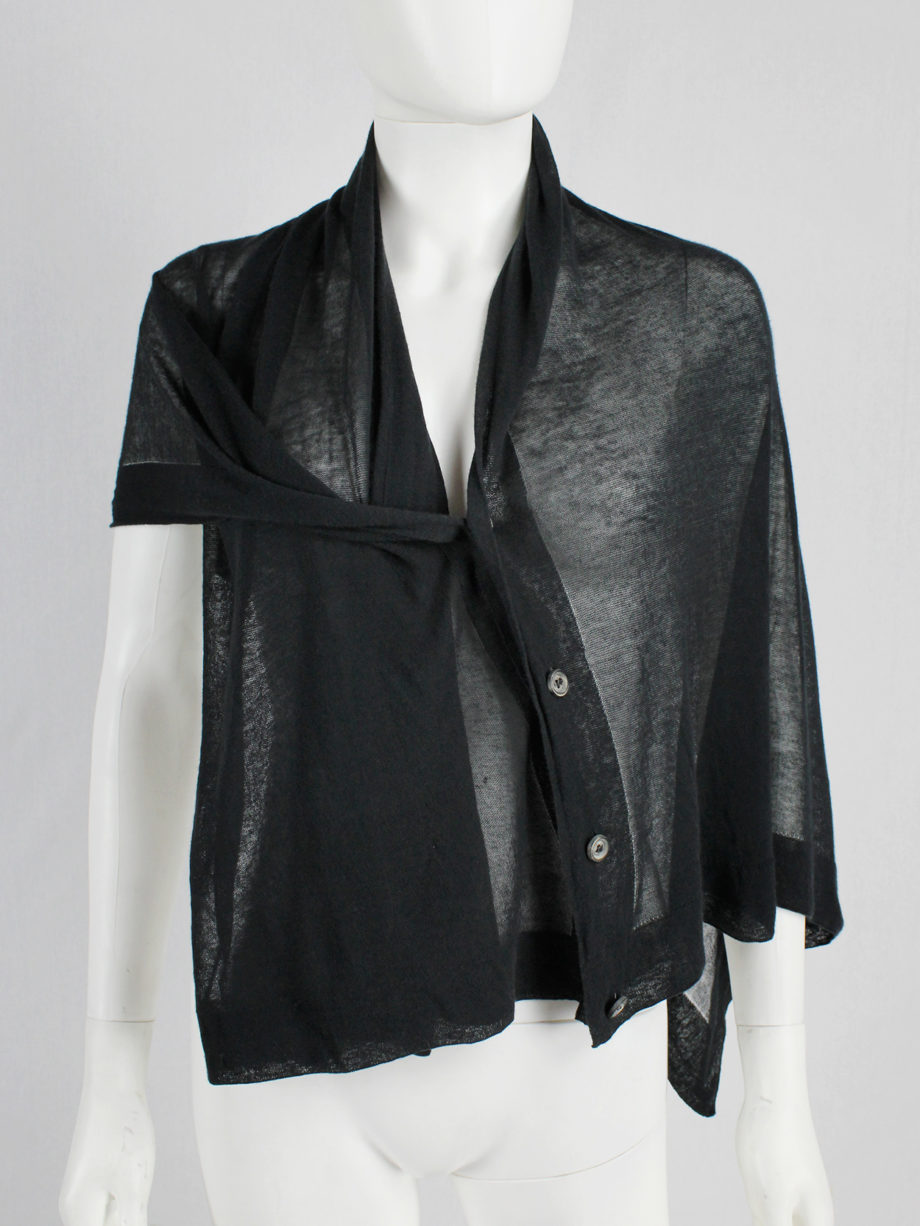 vaniitas Ann Demeulemeester black convertible scarf with buttons (1)