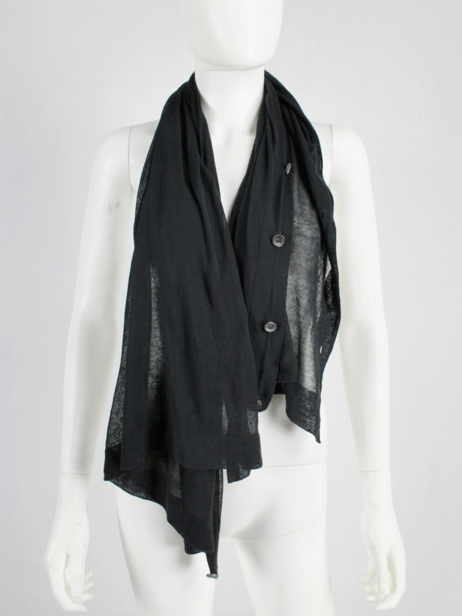 vaniitas Ann Demeulemeester black convertible scarf with buttons (11)