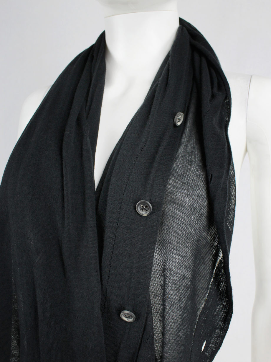 vaniitas Ann Demeulemeester black convertible scarf with buttons (12)