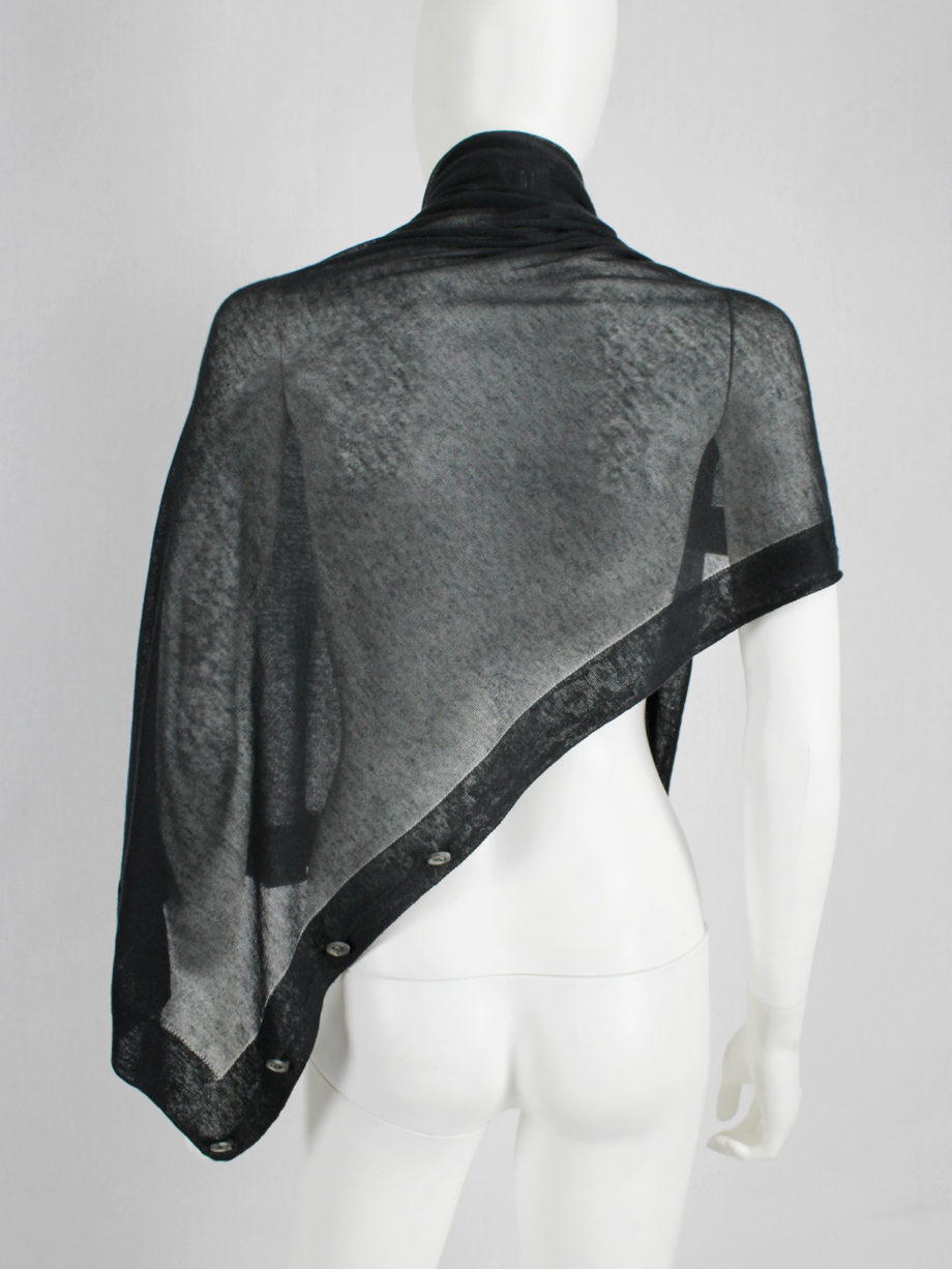 vaniitas Ann Demeulemeester black convertible scarf with buttons (3)