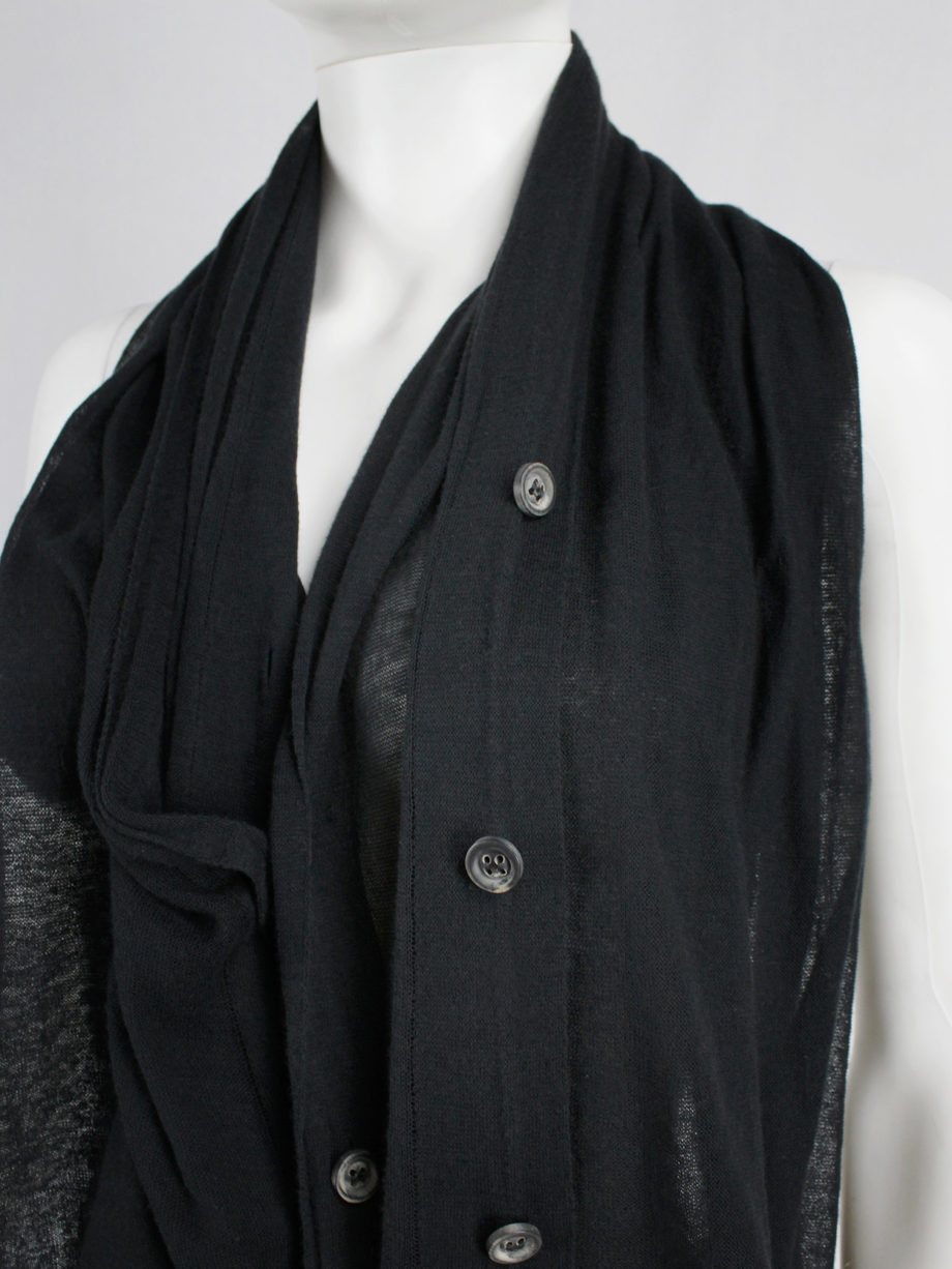 vaniitas Ann Demeulemeester black convertible scarf with buttons (6)