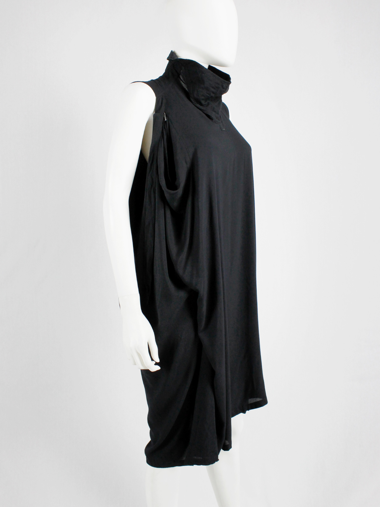 Ann Demeulemeester black dress with straps and stitched collar — spring ...