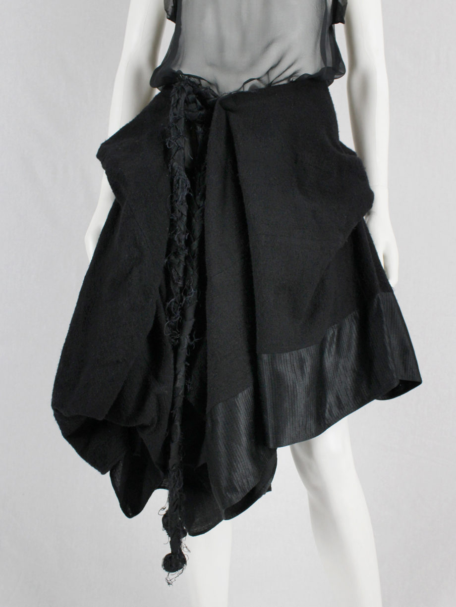 vaniitas Ann Demeulemeester black heavily gathered skirt with oversized braid fall 2005 (1)