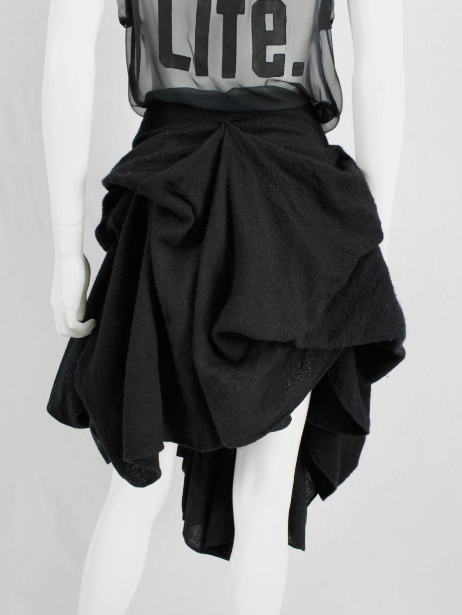 vaniitas Ann Demeulemeester black heavily gathered skirt with oversized braid fall 2005 (10)