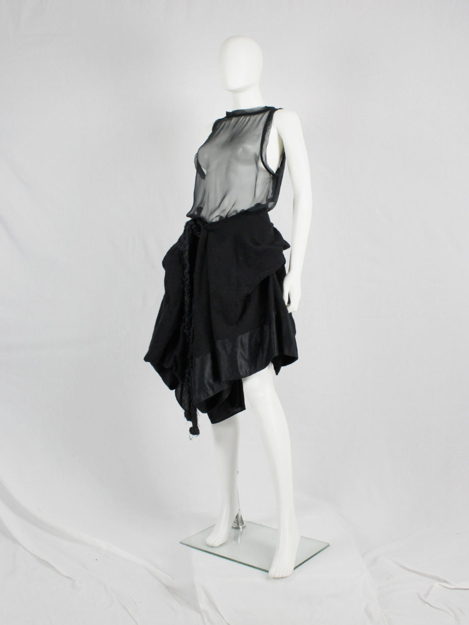 vaniitas Ann Demeulemeester black heavily gathered skirt with oversized braid fall 2005 (5)
