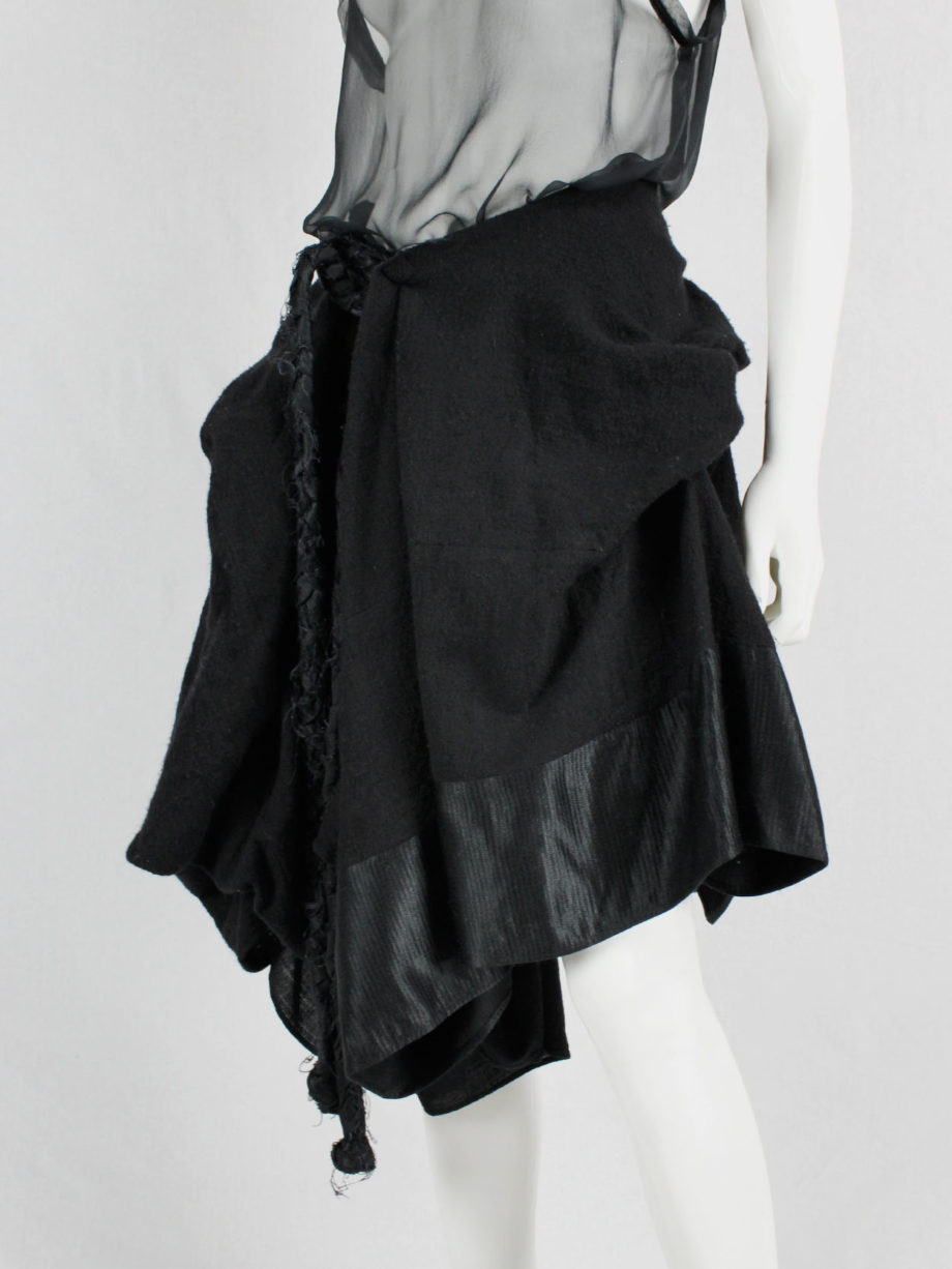 vaniitas Ann Demeulemeester black heavily gathered skirt with oversized braid fall 2005 (6)