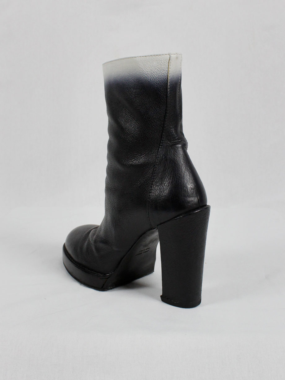 vaniitas Ann Demeulemeester black platform boots with white ombre fall 2012 (10)