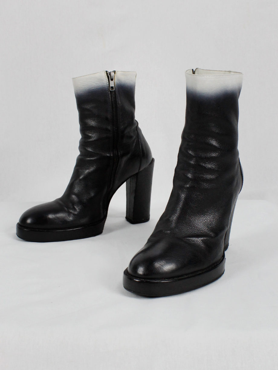 vaniitas Ann Demeulemeester black platform boots with white ombre fall 2012 (13)