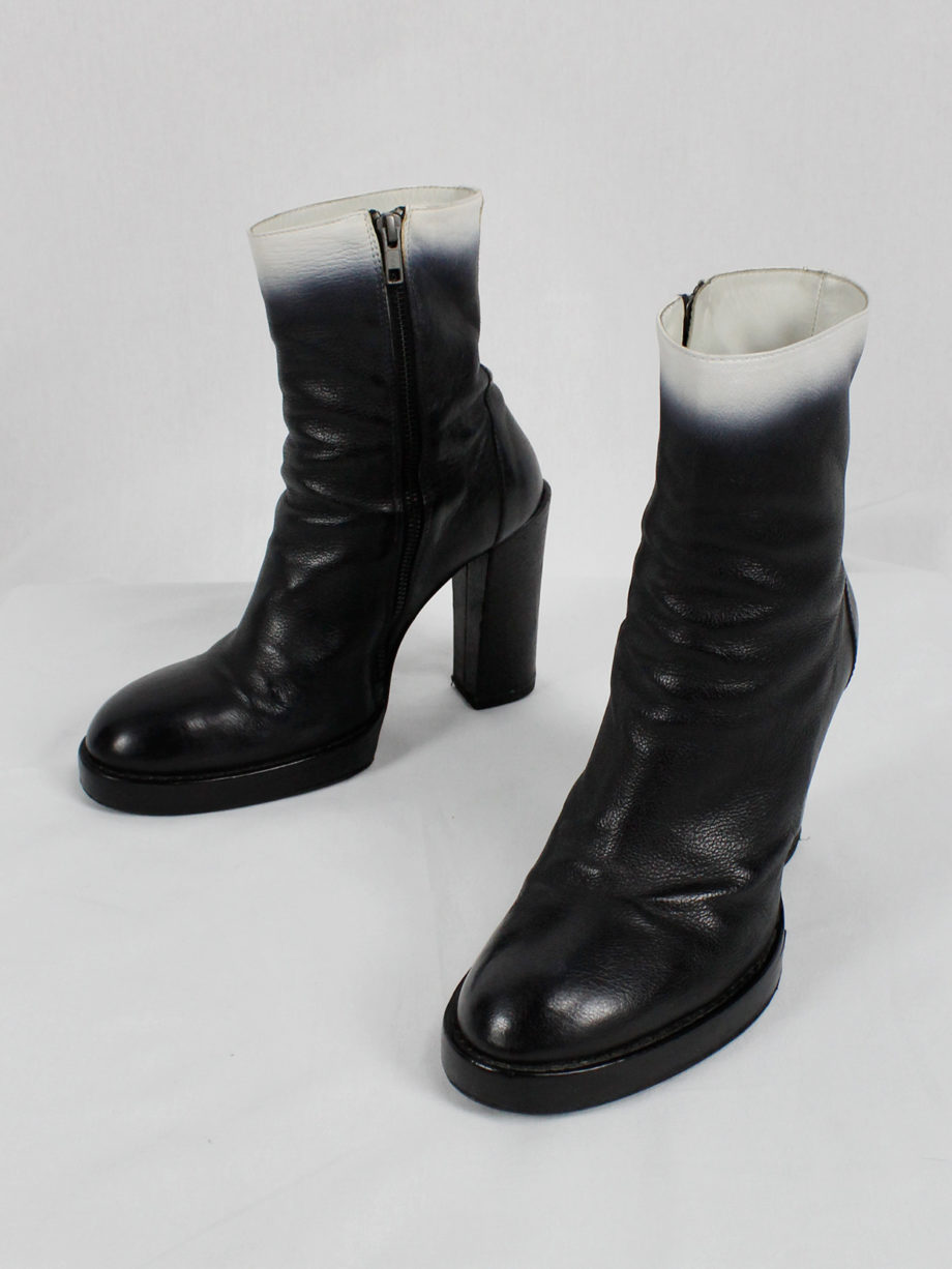 vaniitas Ann Demeulemeester black platform boots with white ombre fall 2012 (14)