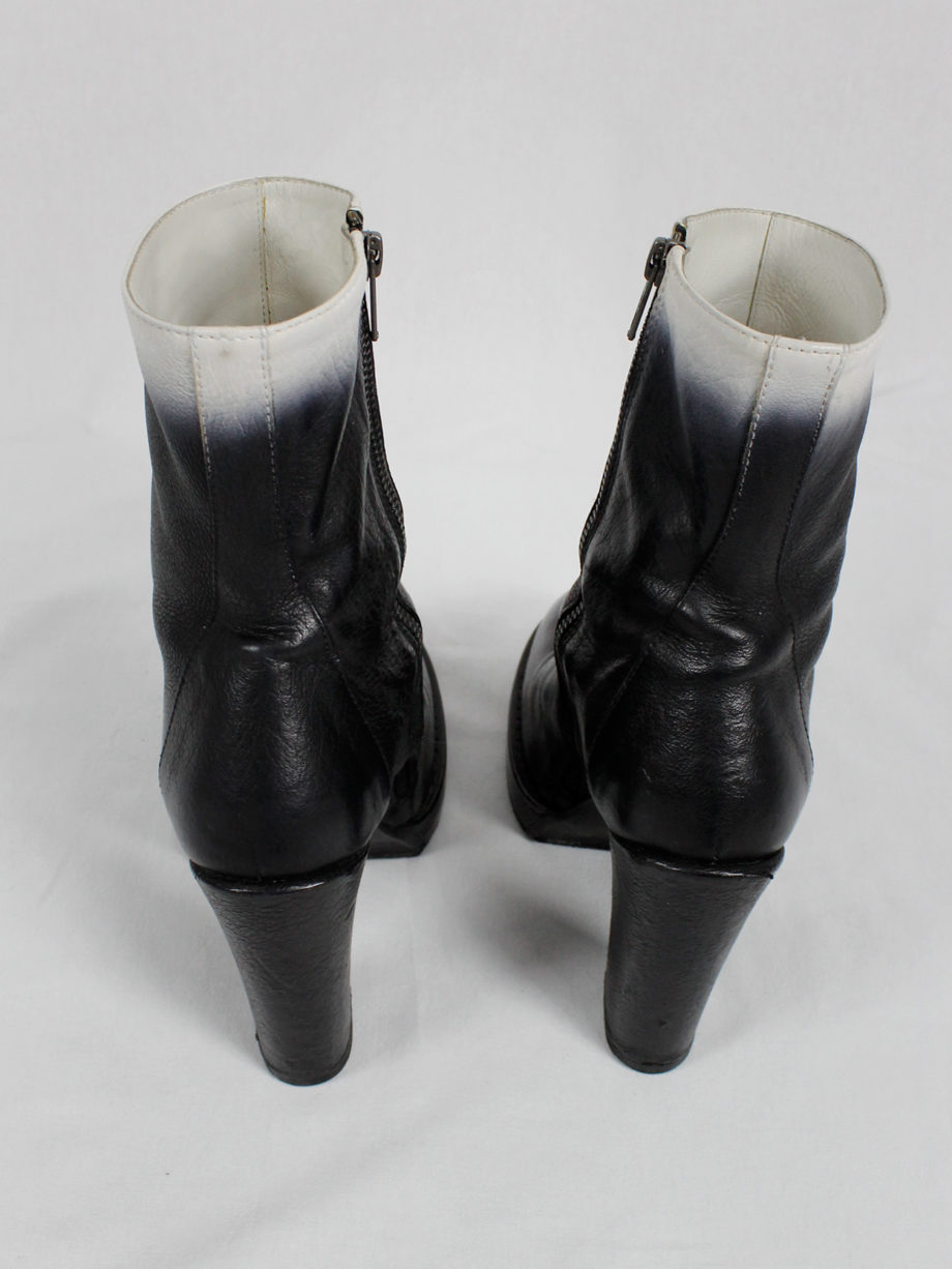 vaniitas Ann Demeulemeester black platform boots with white ombre fall 2012 (21)