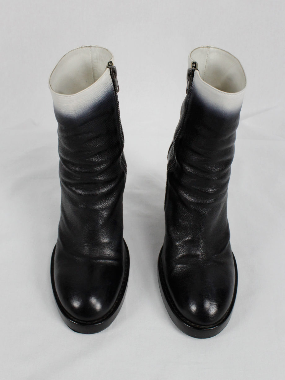 vaniitas Ann Demeulemeester black platform boots with white ombre fall 2012 (22)