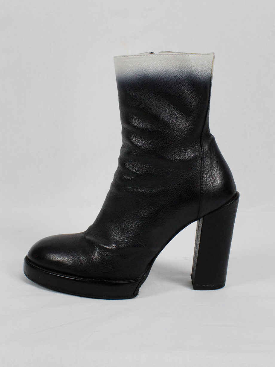 vaniitas Ann Demeulemeester black platform boots with white ombre fall 2012 (3)