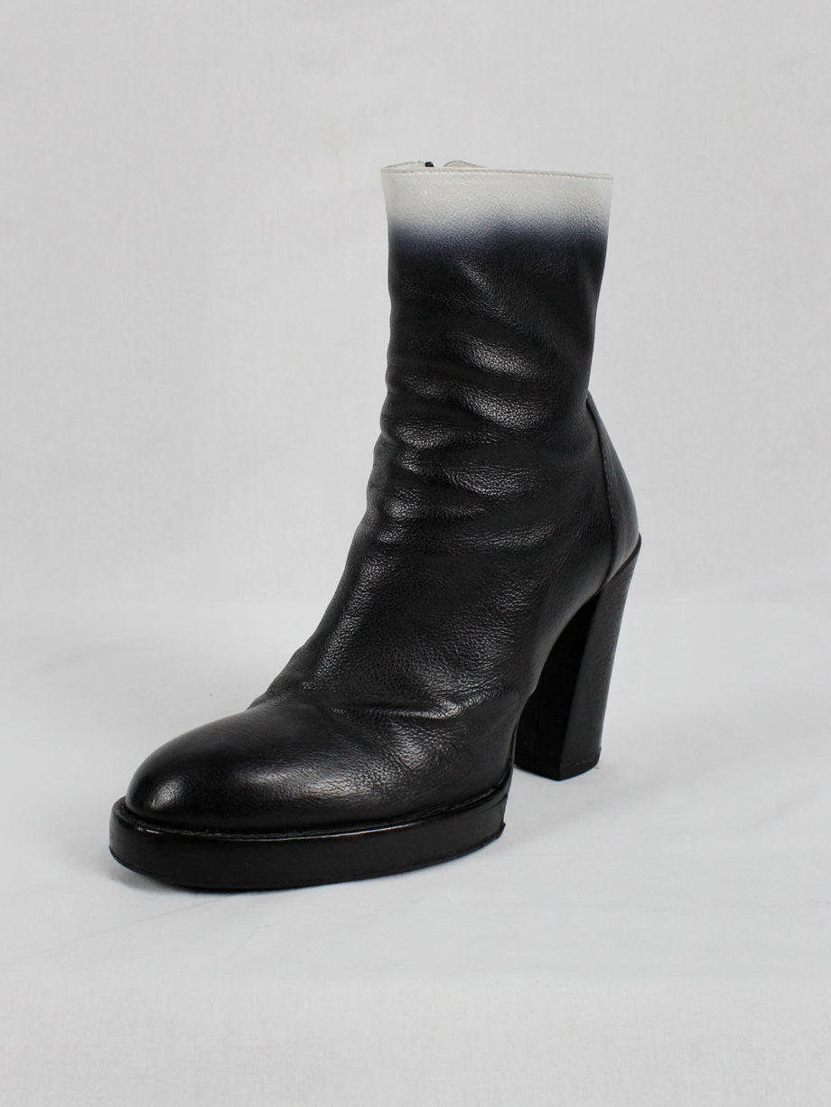 vaniitas Ann Demeulemeester black platform boots with white ombre fall 2012 (4)