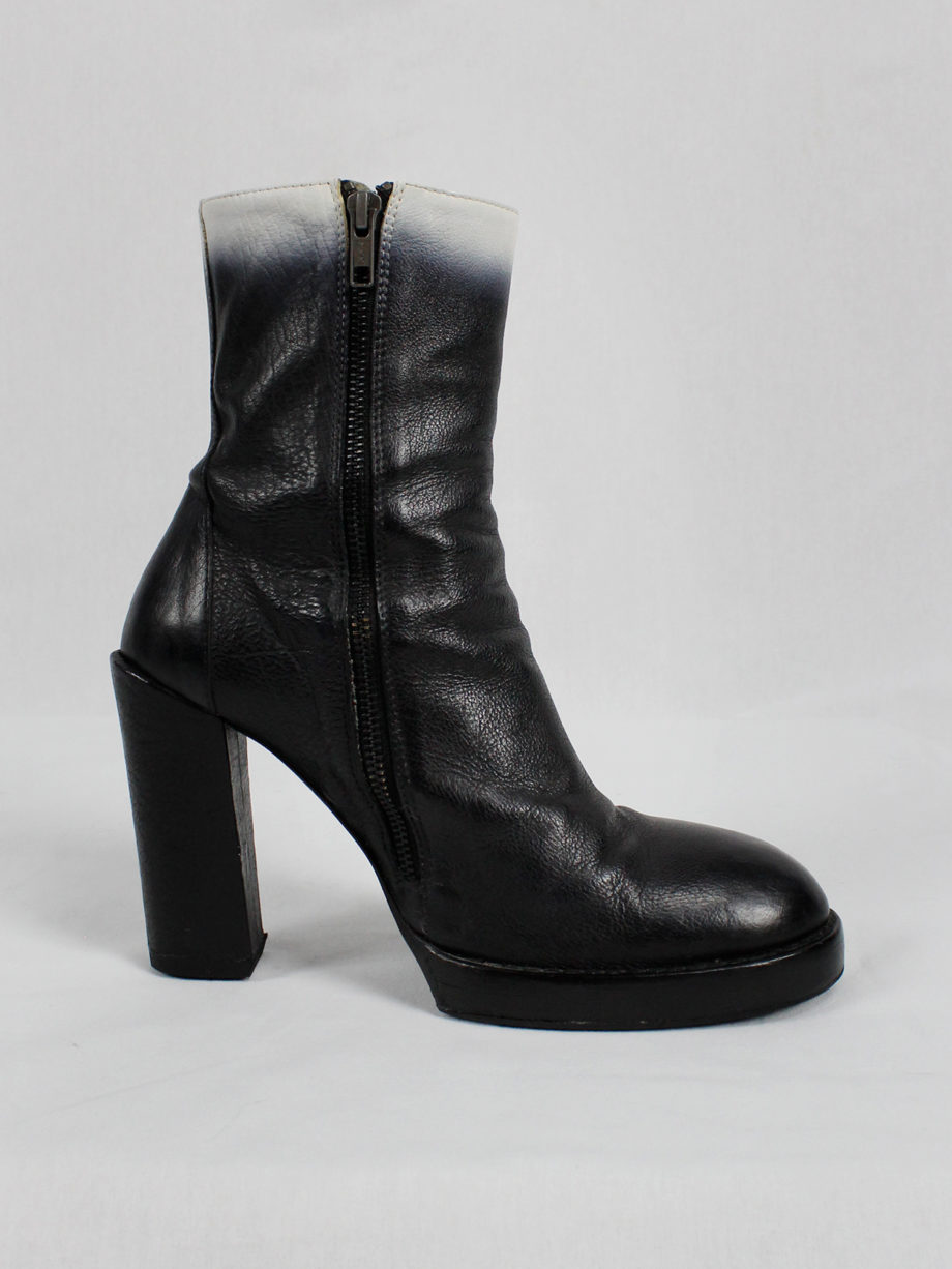 vaniitas Ann Demeulemeester black platform boots with white ombre fall 2012 (7)