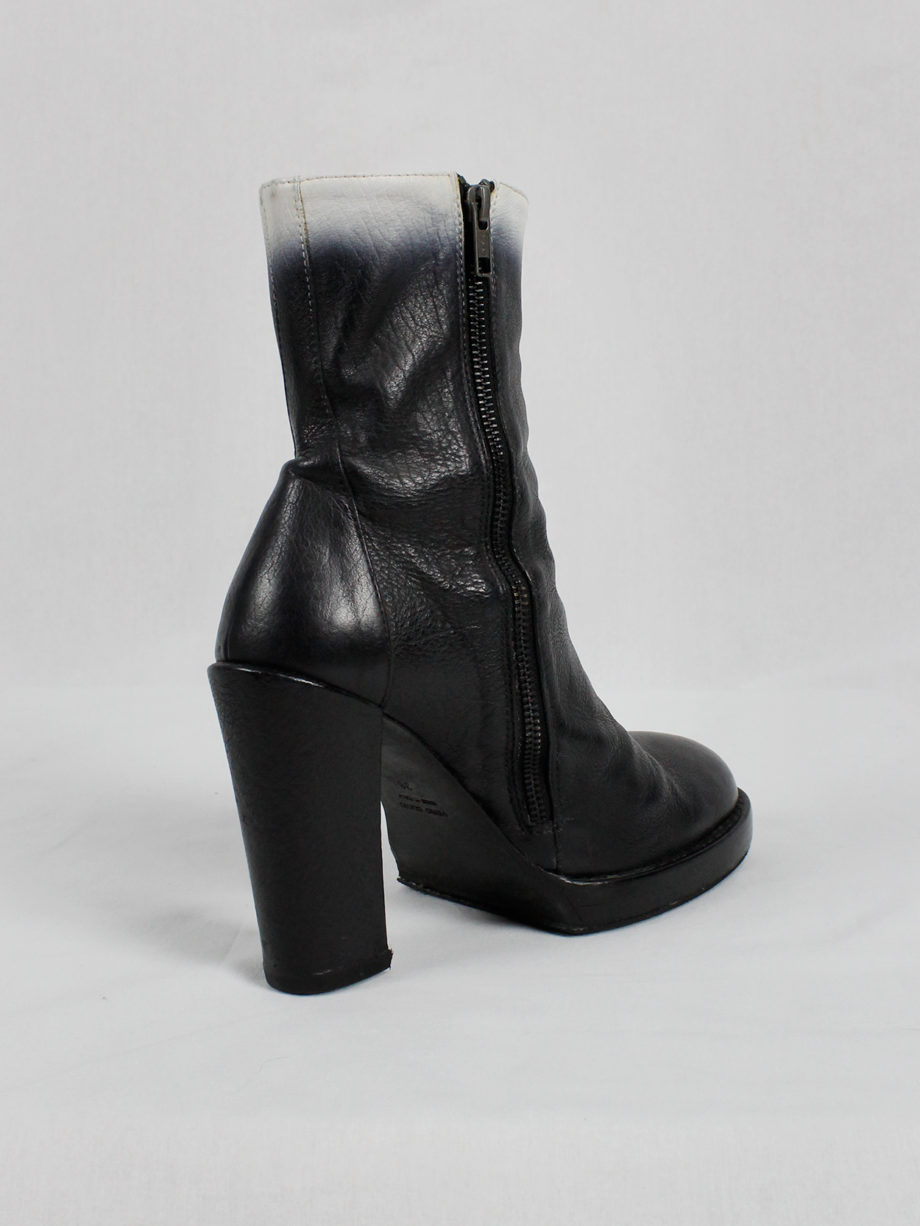 vaniitas Ann Demeulemeester black platform boots with white ombre fall 2012 (8)