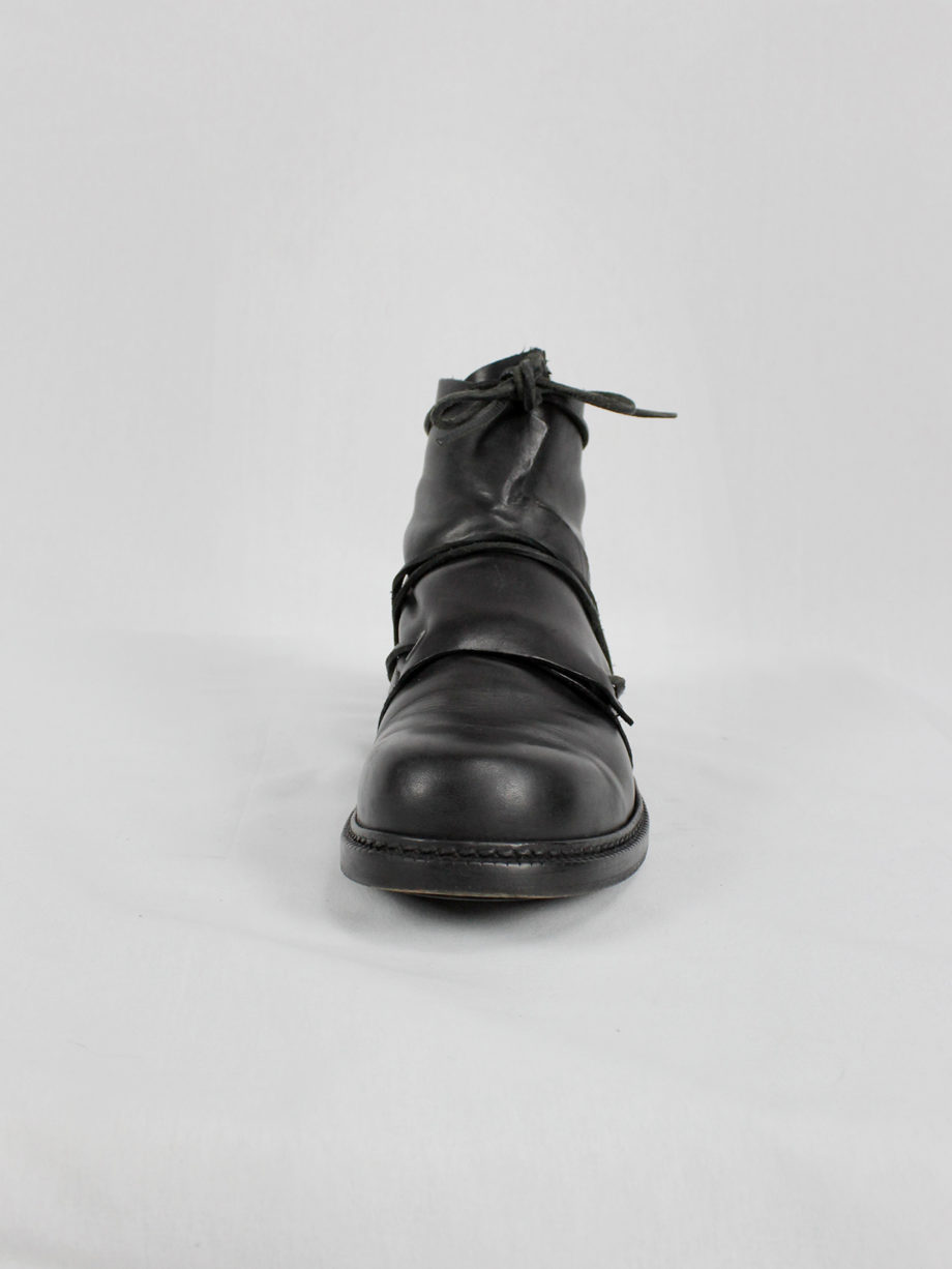 vaniitas Dirk Bikkembergs black boots with flap and laces through the soles (10)