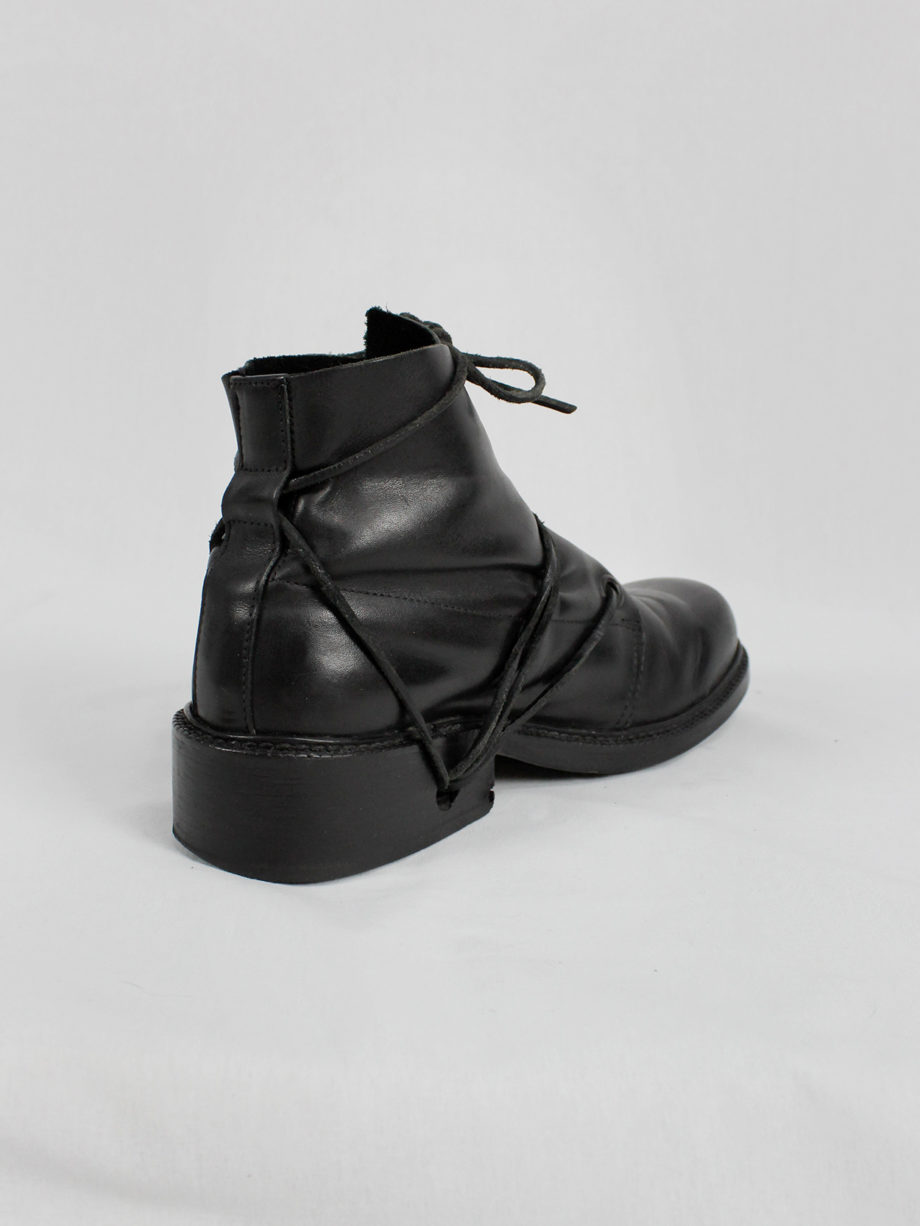 vaniitas Dirk Bikkembergs black boots with flap and laces through the soles (13)